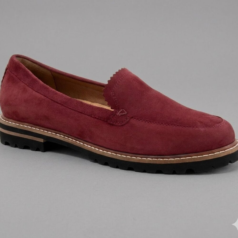 Trotters Fayth Women’s Loafers  Burgundy Leather – ze 9.5 Cushioned Comfort N